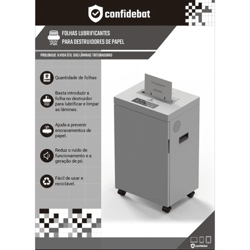 Folhas lubrificantes para destruidoras/trituradores de documentos (pack de 12)
